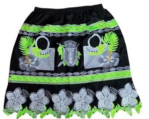 Minifalda Bohemia para Mujer, Bordada con Flores, Cintura Elástica, Satén Suave, Estilo Veraniego, Patrón Verde, Azul y Amarillo - Product Image 2