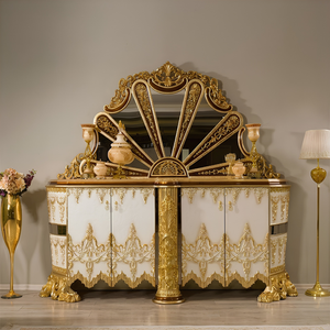 Juego de Comedor de Lujo Estilo Palacio Victoriano, Mesa de Comedor Antigua Tallada a Mano en Madera de Caoba Sólida, Vitrina, Colección Buffet - Product Image 2