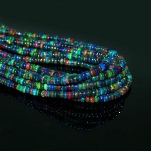 Meilleur prix pour des perles d'opale noire éthiopienne lisses de forme ronde, 3-5 mm, opale noire naturelle Welo Fire, brins de 16 pouces, vente en gros - Product Image 4