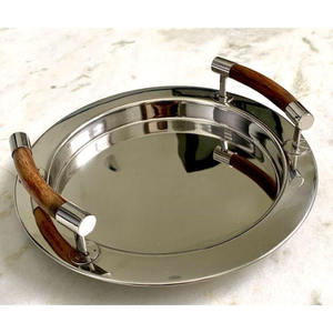 <b>Gold</b> Finished <b>Serving</b> Storage <b>Tray</b> Designer Metal Mirrored Breakfast Decorative Vanity Display <b>Tray</b> for Home Wedding Ramadan Eid - Product Image 5