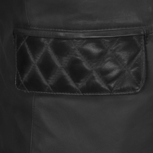 Chaqueta de Cuero PU Negra para Hombre, Cuello Camisero, Acolchada, Resistente al Viento, Estilo Casual - Product Image 5