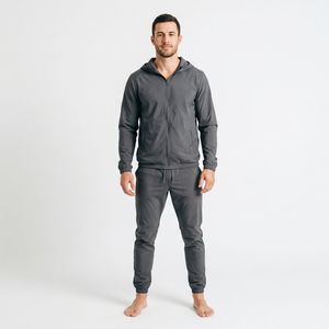 Survêtement de sport ample en nylon pour homme avec logo personnalisé OEM, fermeture éclair et empiècements, idéal pour l'extérieur - Product Image 5
