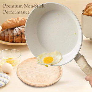 Ceramic Non-Stick Frying Pan <b>Set</b> With Wood Handle 2-Piece <b>Cookware</b> <b>Set</b> Minimalist Design Hand Wash Only - Product Image 5