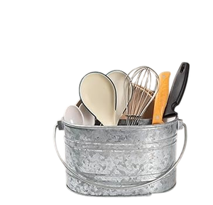 Panier de rangement rustique en métal galvanisé pour épices, rond, avec compartiments, support à couverts, organisateur de table - Product Image 5