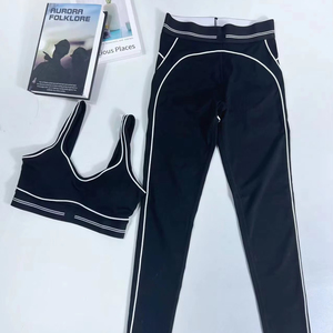 ชุดโยคะ 2 ชิ้น แบรนด์ดังสำหรับผู้หญิง แบบ Racerback คอกว้าง เอวสูง ยืดหยุ่น ระบายอากาศได้ดี เป็นมิตรกับสิ่งแวดล้อม ผลิตจากผ้าสแปนเด็กซ์/ไนลอน ขายส่ง - Product Image 5