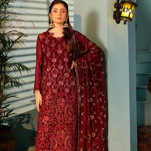 Ropa de fiesta shalwar kameez para mujer, ropa de fiesta de diseñador, trajes de gasa para mujer, ropa de fiesta bordada, gasa transpirable - Product Image 2