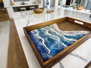 Bandeja Moderna de Madera y Resina Epoxi para Decoración de Mesa de Centro, Comedor y Presentación Elegante del Hogar - Product Image 6