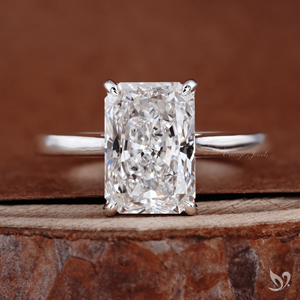 3 Ct Radiant Cut Lab Grown Diamond <b>Ring</b> <b>Statement</b> Solitaire Engagement <b>Ring</b> in 10k White Gold - Product Image 1