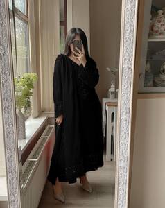 Women's Black Georgette Kurta Embroidery Work Regular Fit <b>Ankle</b>-Length Modest Party Reversible Wrinkle-Free for India Pakistan - Product Image 2