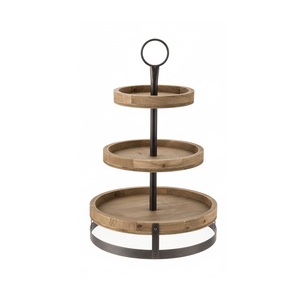 Fresh Trending Modern Wooden 3-Tiers Cake Stand with Raised Platform for <b>Displaying</b> Cakes Pastries Fruit Dessert Oven Safe - Product Image 2