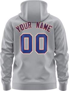 Sudadera deportiva con capucha y cremallera personalizada para hombre, color gris, con nombre del equipo y número estampados por sublimación, manga raglán. - Product Image 5