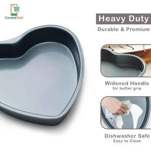 ชุดทำเค้ก 3 ชิ้น ทำจากเหล็กกล้าคาร์บอน สำหรับอบเค้กในไมโครเวฟ เตาอบ OTG และเครื่องล้างจาน รูปหัวใจและสี่เหลี่ยม - Product Image 2