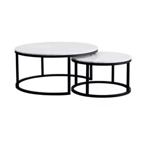 Trending Design Modern White <b>Marble</b> Top Black Metal <b>Nesting</b> Coffee <b>Table</b> Set For Apartment Parlor Coffee <b>Table</b> - Product Image 1