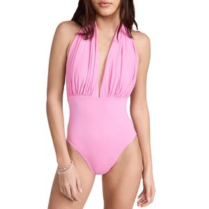 ชุดว่ายน้ำนักแข่งรถสำหรับผู้หญิงชุดว่ายน้ำ100% ผ้าโพลีเอสเตอร์ผ้าสแปนเด็กซ์สีพื้น - Product Image 1