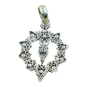 จี้เงินแท้ 925 ลายฉลุโบราณ งานแฮนด์เมด ลายดอกไม้แบบชนเผ่า แมนดาลา เครื่องประดับสำหรับทุกเพศ เป็นของขวัญสำหรับเธอ - Product Image 1