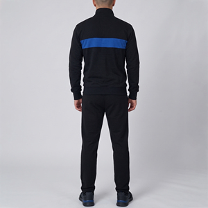 Conjunto Deportivo para Hombre, para Gimnasio y Running, Azul con Franja en Contraste en el Pecho, Chaqueta y Pantalones de Poliéster y Algodón, Cuello Alto, Cierre Completo - Product Image 2