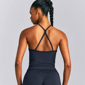 Ladies <b>Cross</b> Back Design Lightweight 220 Grams Jersey Front Tank <b>Top</b> Summer Casual Yoga Wear Workout - Product Image 5