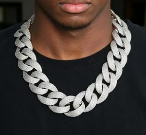 Collier Chaîne Maille Cubaine Hip Hop Moissanite Zircon Plaqué Argent Effet Glacé Unisexe Cadeau de Fête - Product Image 3