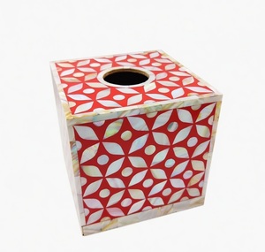 Caja de pañuelos rústica de MDF con incrustaciones de MOP y resina, portapañuelos, decoración de mesa para sala de estar, accesorios de decoración para el hogar - Product Image 2
