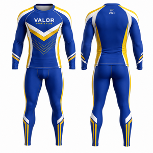 Conjunto de Yoga de 2 Piezas Valor Sports Club, Cuello Redondo, Estampado por Sublimación, Decoración de Malla, Poliéster de Secado Rápido, Cintura Alta - Product Image 1