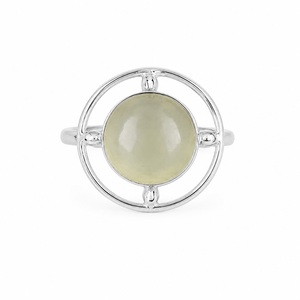 Anillo de Plata de Ley 925 con Prehnita Natural, Joyería Bohemia Hecha a Mano con Piedras Preciosas para Mujer - Product Image 1