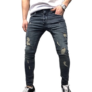 กางเกงยีนส์ทรงสกินนี่ขาดเซอร์ๆ แบรนด์ดีไซเนอร์สุดเท่สำหรับผู้ชาย ผ้ายืดเข้ารูปทรงสลิมฟิต สไตล์ฮิปฮอป มีรู - Product Image 1