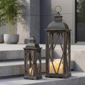 Faroles de vela hechos a mano, decorativos, personalizados, de madera y metal, para interiores y exteriores, estilo moderno rústico, para decoración de eventos. - Product Image 1