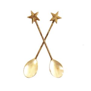 Cuchara de Postre y Té con Diseño de Estrella y Mango de Latón Chapado en Oro para Vajilla de Cocina y Mesa de Comedor - Product Image 1