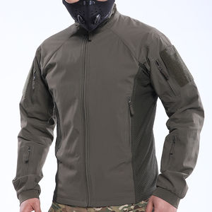 Blouson bomber softshell décontracté pour homme avec col rabattable, fermeture éclair, motif uni et logo frontal - Product Image 1
