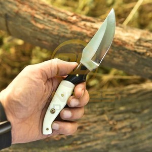 OEM DIY Damascus Steel Fixed Blade Hunting/Skinning <b>Knife</b> Straight Edge <b>Bone</b> <b>Handle</b> | Outdoor Camping <b>Knife</b> Leather Belt Sheath - Product Image 4