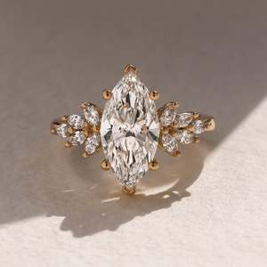 Fabricante ODM Personalizado, Anillo de Compromiso con Moissanita en Oro de 10K, 14K, 18K, Corte Marquesa, VVS, Brillante, Joyería Fina Personalizada - Product Image 1
