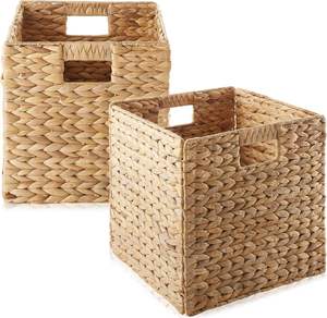 Organiseurs écologiques en jacinthe d'eau, paniers en osier pour la cuisine et la buanderie, paniers de rangement tissés, couleur naturelle ou personnalisée - Product Image 3