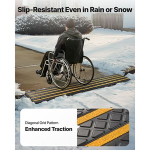 33069 Lbs Load Capacity Car Driveway <b>Rubber</b> Curb Ramp with 2.6 Inch Rise Yellow Reflective <b>Strips</b> Curbside Bridge Ramp Suita - Product Image 2