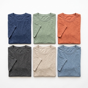 T-shirt en jersey de coton texturé pour homme, décontracté, respirant, pour l'été, personnalisable, couleurs variées, fabrication OEM/ODM, vente en gros, prix bas - Product Image 5
