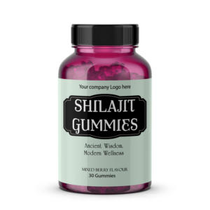 กัมมี่ Shilajit ที่เติมพลังทำจากเรซินที่ปลูกในป่าและสารสกัดจากสมุนไพรบรรจุอาหารเสริมเกรดอาหารจำนวนมาก - Product Image 1