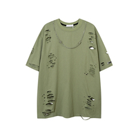 T-shirt en gros, coupe ample, effet vieilli, délavé, 300 g/m², taille US, avec logo personnalisé, style vintage, délavé à la pierre, délavé à l'acide, délavé