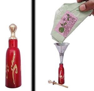Contenant artisanal en laiton Surmedani pour Kohl avec entonnoir et applicateur – Bouteille de rangement traditionnelle pour cosmétiques oculaires - Product Image 6