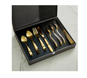 Últimos Modelos de Cucharas de Postre de Latón, Juegos de Cubiertos con Diseño de Palmera, Venta al por Mayor, Logotipo Personalizado, Caja Azul - Product Image 2