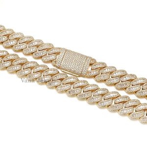 สร้อยคอเงิน925สำหรับทุกเพศ17มม. ชุบทองหนา45ซม. 18นิ้วความเงางามสูงแนวสตรีทฮิปฮอปเครื่องประดับแฟชั่นเพชรโมอิสซาไนต์ - Product Image 5