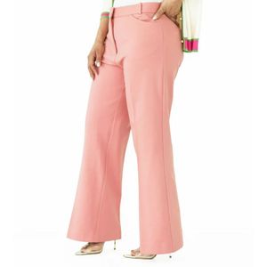 Pantalones de Punto AKA Ponte para Mujer, Cintura Alta, Pierna Recta, Rosa Verde, Elásticos, Formales, Casuales, Ropa Griega para Hermandades - Product Image 1