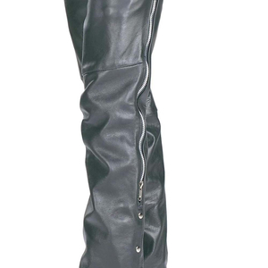 Chaps de moto personnalisés en cuir véritable, protections de jambes avec fermetures éclair latérales, taille réglable et construction durable - Product Image 4