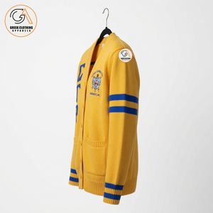 เสื้อสเวตเตอร์ไหมพรมแขนยาวสีเหลืองสำหรับผู้หญิง ยี่ห้อ Sigma Gamma Rho ผ้าฝ้าย 100% ระบายอากาศได้ดี คอวี ปักลาย สไตล์ Preppy - Product Image 3