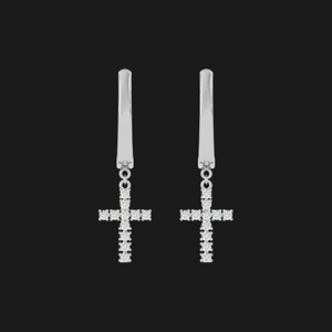 Luxury Moissanite <b>Cross</b> Hoop <b>Earrings</b> Dangle Drop 925 <b>Silver</b> Rhodium Plated Religious Fine Jewelry Brilliant Gift for Women Men - Product Image 6
