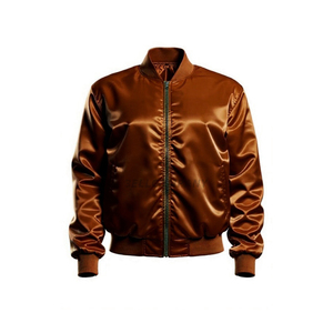 Chaqueta Bomber de Satén Naranja para Hombre, Chaqueta Varsity Casual con Cierre Completo, Ropa Exterior Ligera de Estilo Urbano - Product Image 5