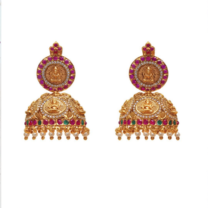 Antique Nakshi Pearl <b>Chandelier</b> Earrings-Bohemian Religious Style - Product Image 2