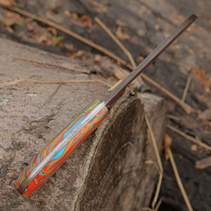 Premium Damascus Steel Fixed Blade Camping Hunting Knife Serrated Edge Colorful Resin Handle DIY Collectible Functional ODM <b>Drop</b> - Product Image 4