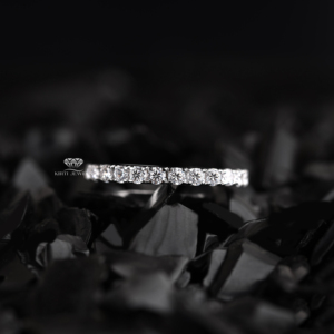 Anillo de Boda de Diamantes Cultivados en Laboratorio con Engaste Pavé de Oro de 14K, Media Eternidad, Joyería Nupcial a Juego, Fabricante y Proveedor Personalizado - Product Image 1