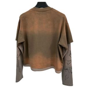 Camiseta de Manga Larga de Doble Capa para Hombre, Estilo Urbano Holgado, Cuello Redondo, Diseño con Apliques, 100% Algodón Tejido - Product Image 2
