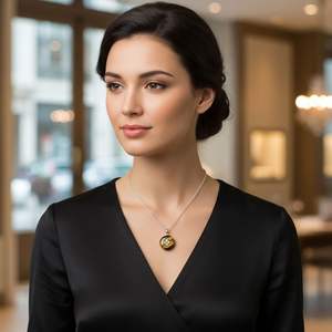 Colgante de Trébol de Cuatro Hojas en Plata de Ley 925 |   Ojo de Tigre Natural y Tsavorita |   Joyería Fina Personalizada OEM |   Cantidad mínima de pedido: 5 piezas - Product Image 2