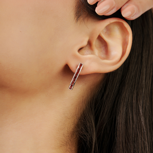 Beautiful Handcrafted Solid 925 <b>Sterling</b> <b>Silver</b> Princess Cut Garnet January Birthstone Fine <b>Stud</b> Earrings For Women's - Product Image 2